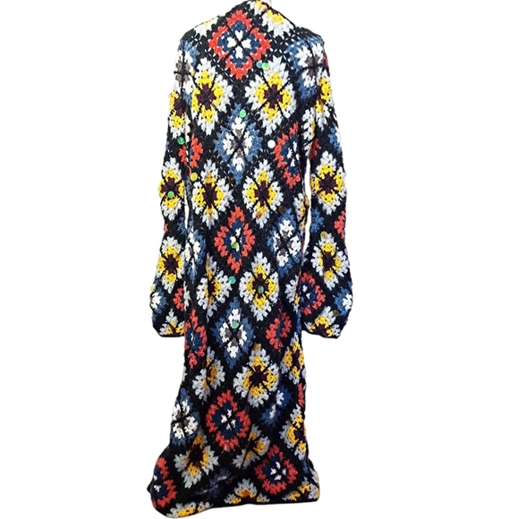 🦋NWOT! UNICORN! RARE! Granny Squares Party Cardi Duster Full Length Cardigan! - Picture 10 of 16